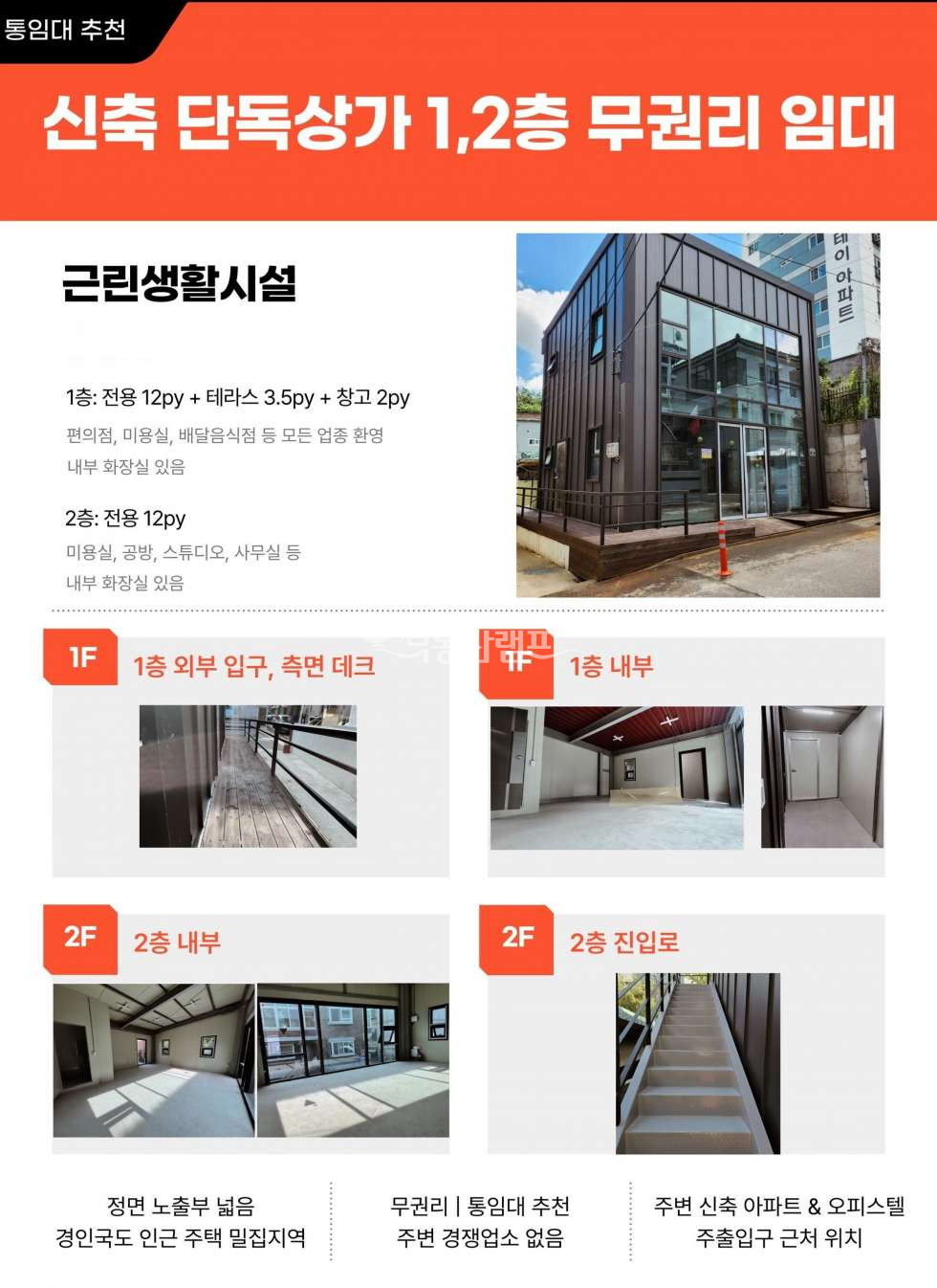 경기 부천소사구 심곡본동 신축 단독상가 무권리 통임대 월세 매물번호 15206 사진 1